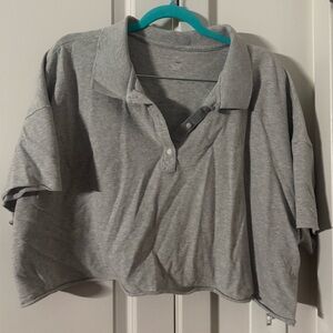 Gray OFFLINE by Aerie Cropped Polo